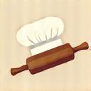 Icona di un cappello da chef e un mattarello.